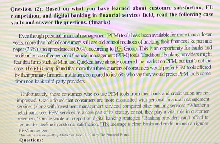 Q2 assesmnet 2 finicial services Question (2):