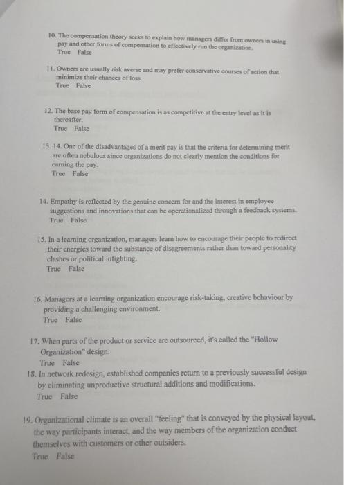 10. The compensation theory seeks to explain how