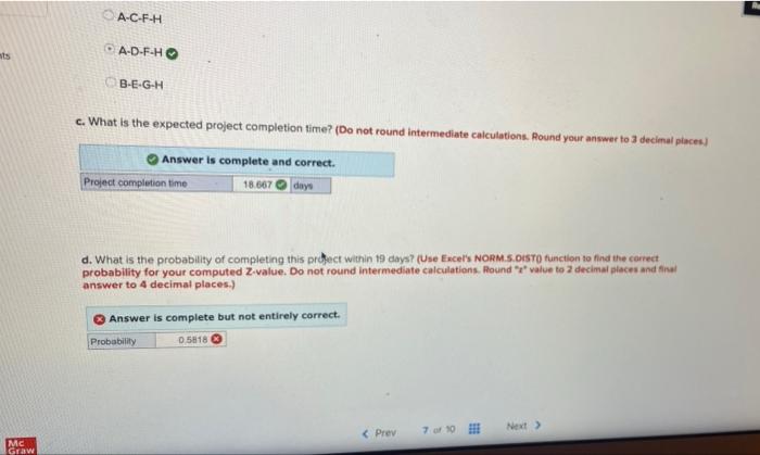 A-C-FH sts A-D-F-H B-E-G-H c. What is the