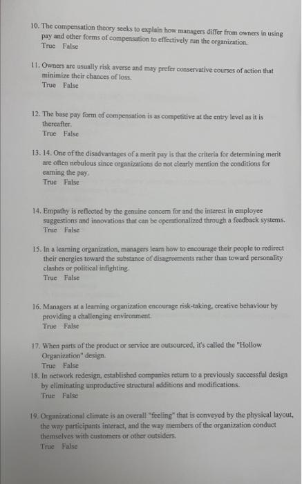 10. The compensation theory seeks to explain how