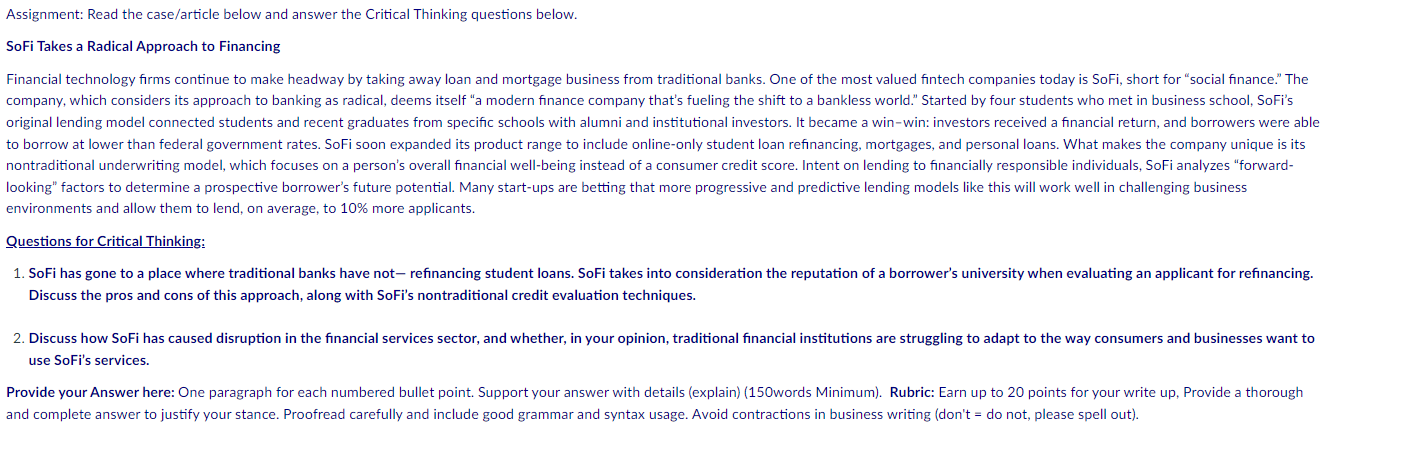 Assignment: Read the case/article below and