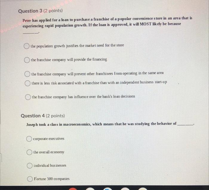 Question 3 (2 points) Peter has applied for a