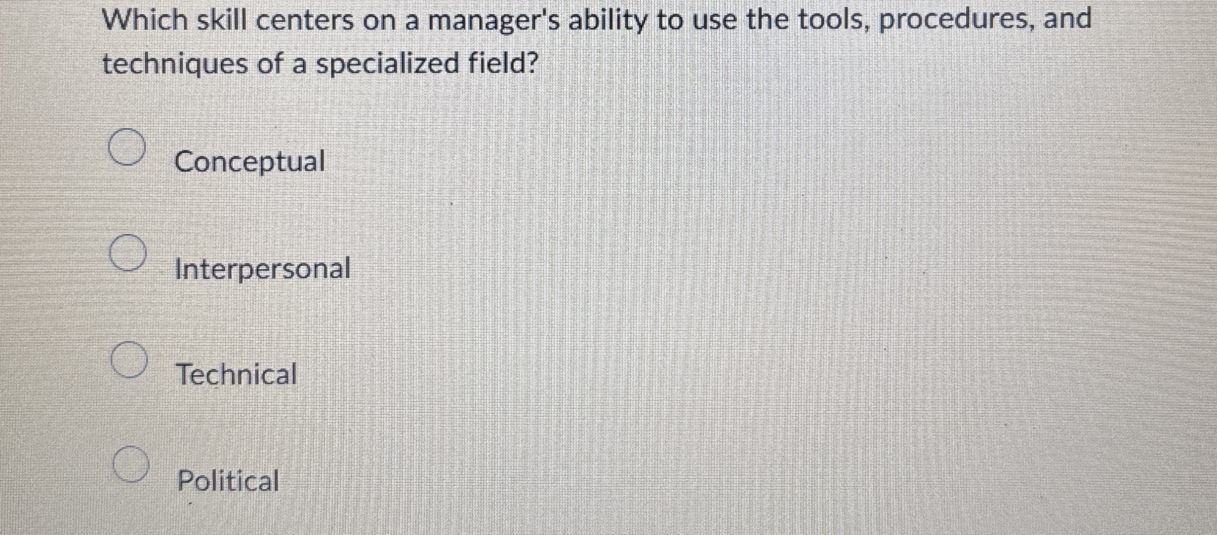 Which skill centers on a manager's ability to use