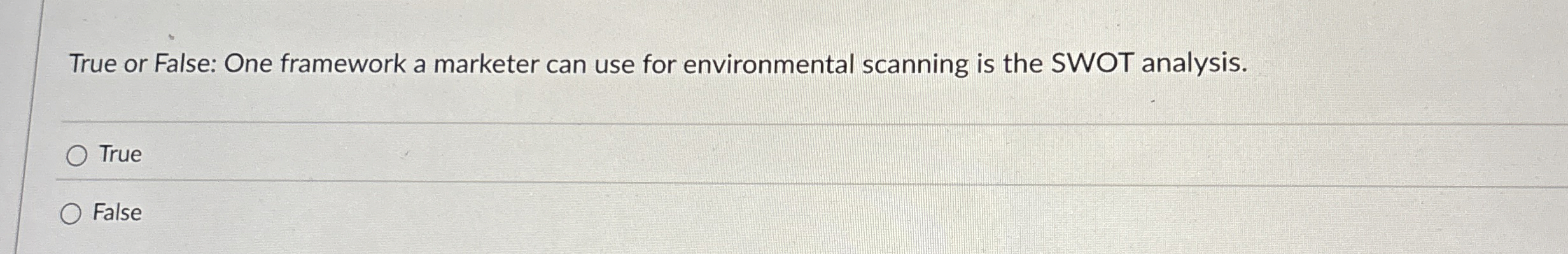 True or False: One framework a marketer can use