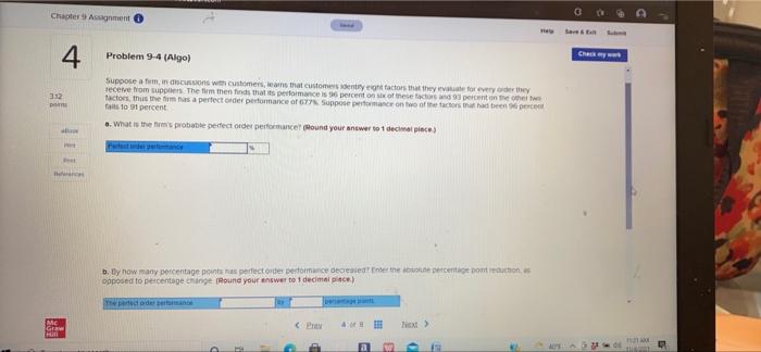 Chapter Assignment 4 Problem 9.4 (Algo) Cha 312