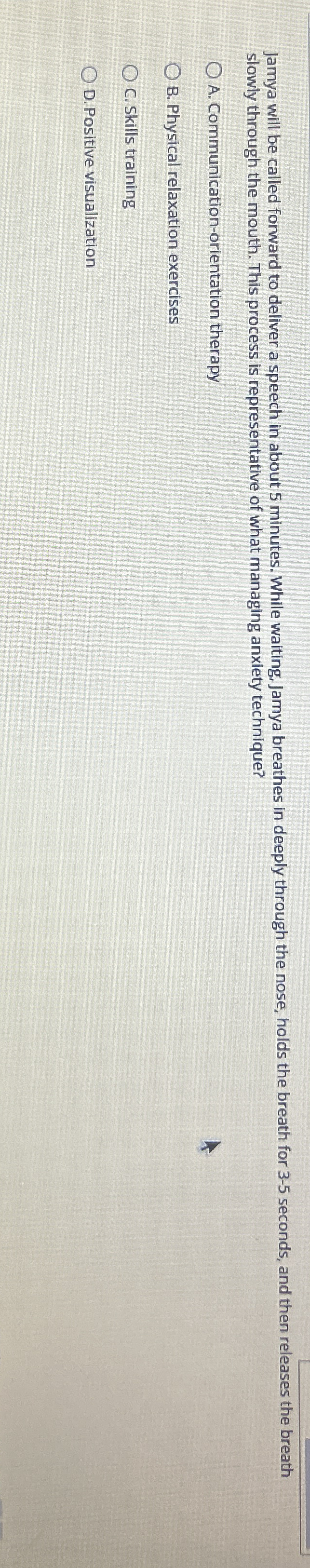 Jamya will be called forward to deliver a speech