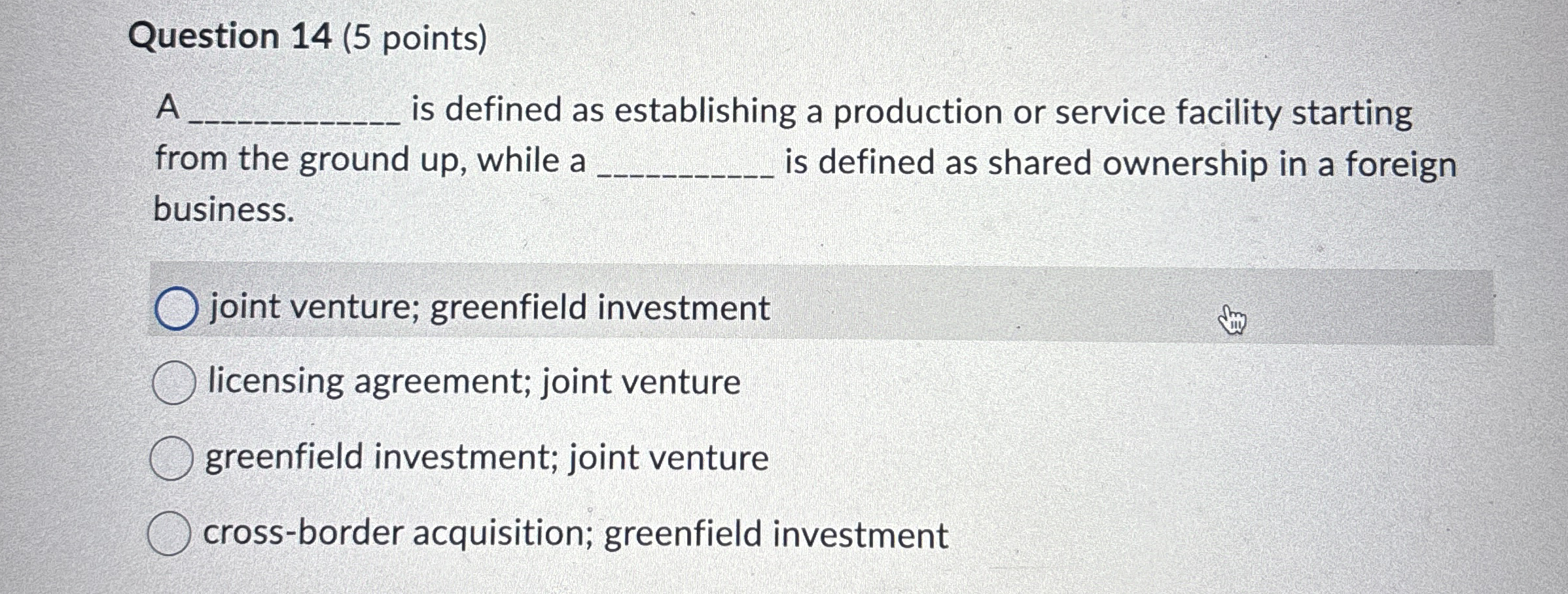 Question 1 4 ( 5 points ) A is defined as