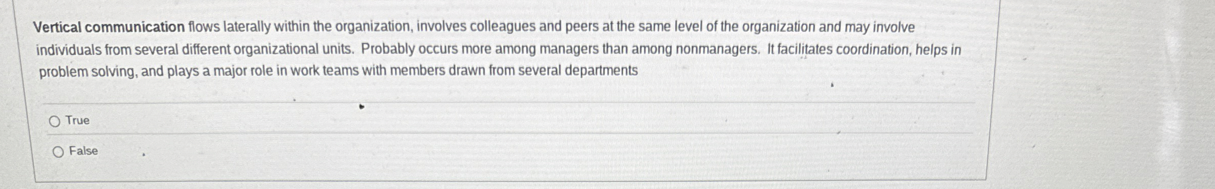 Vertical communication flows laterally within the