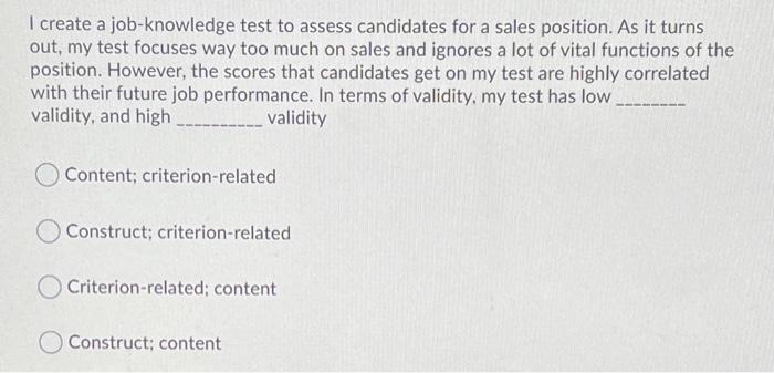 I create a job-knowledge test to assess