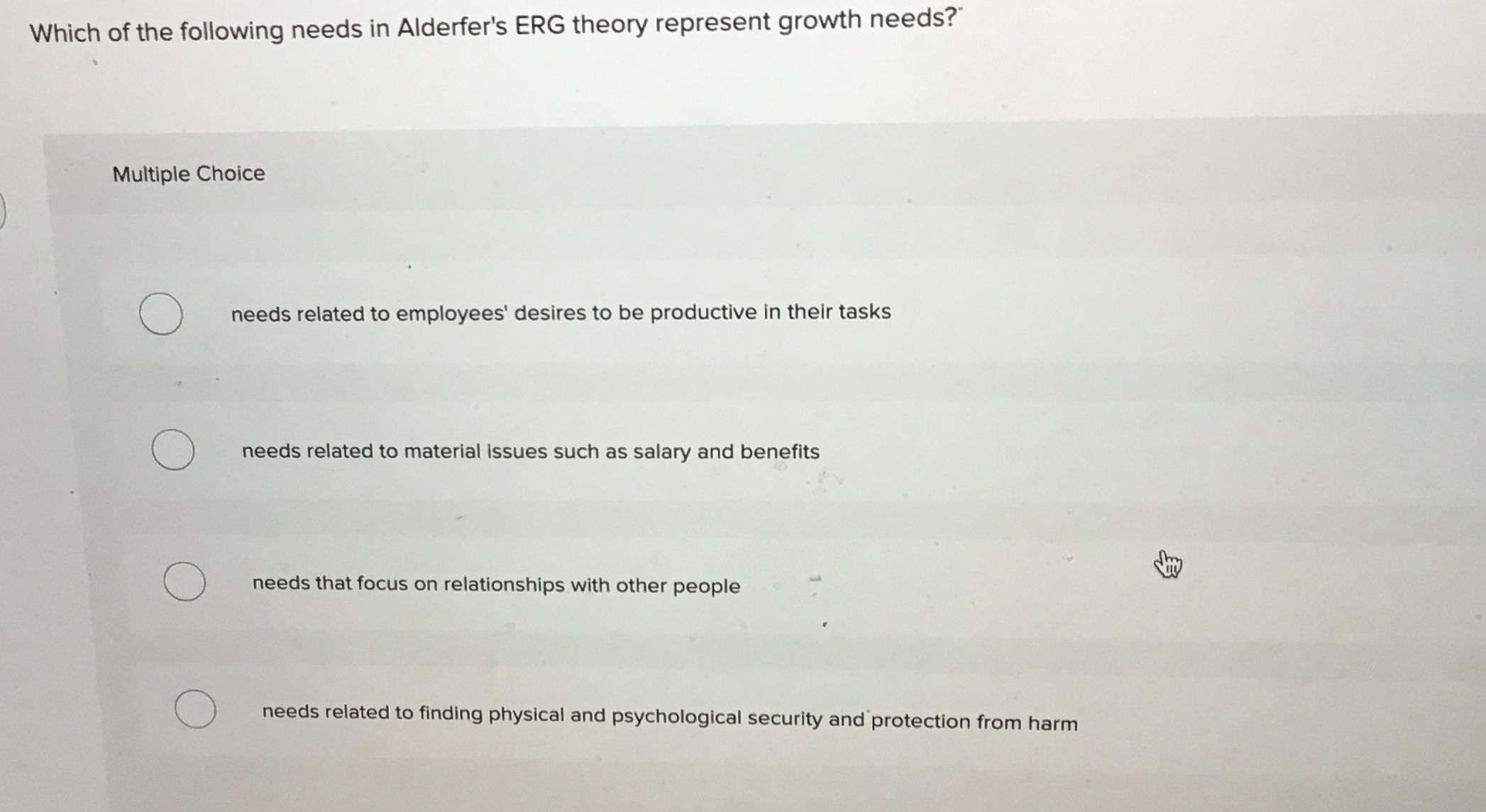 Which of the following needs in Alderfer's ERG