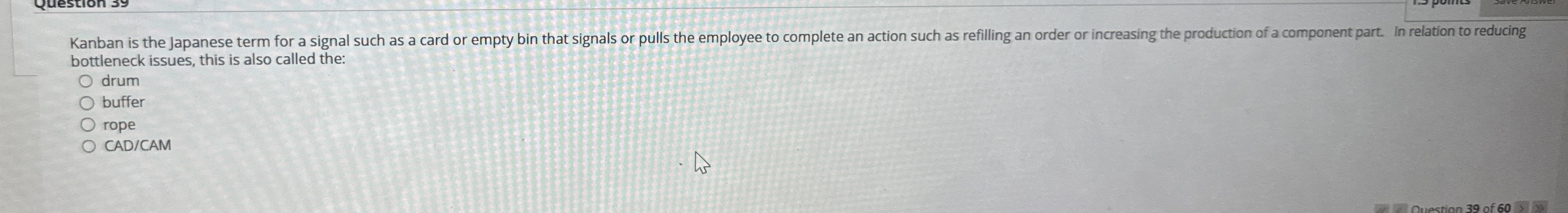 bottleneck issues, this is also called the: drum