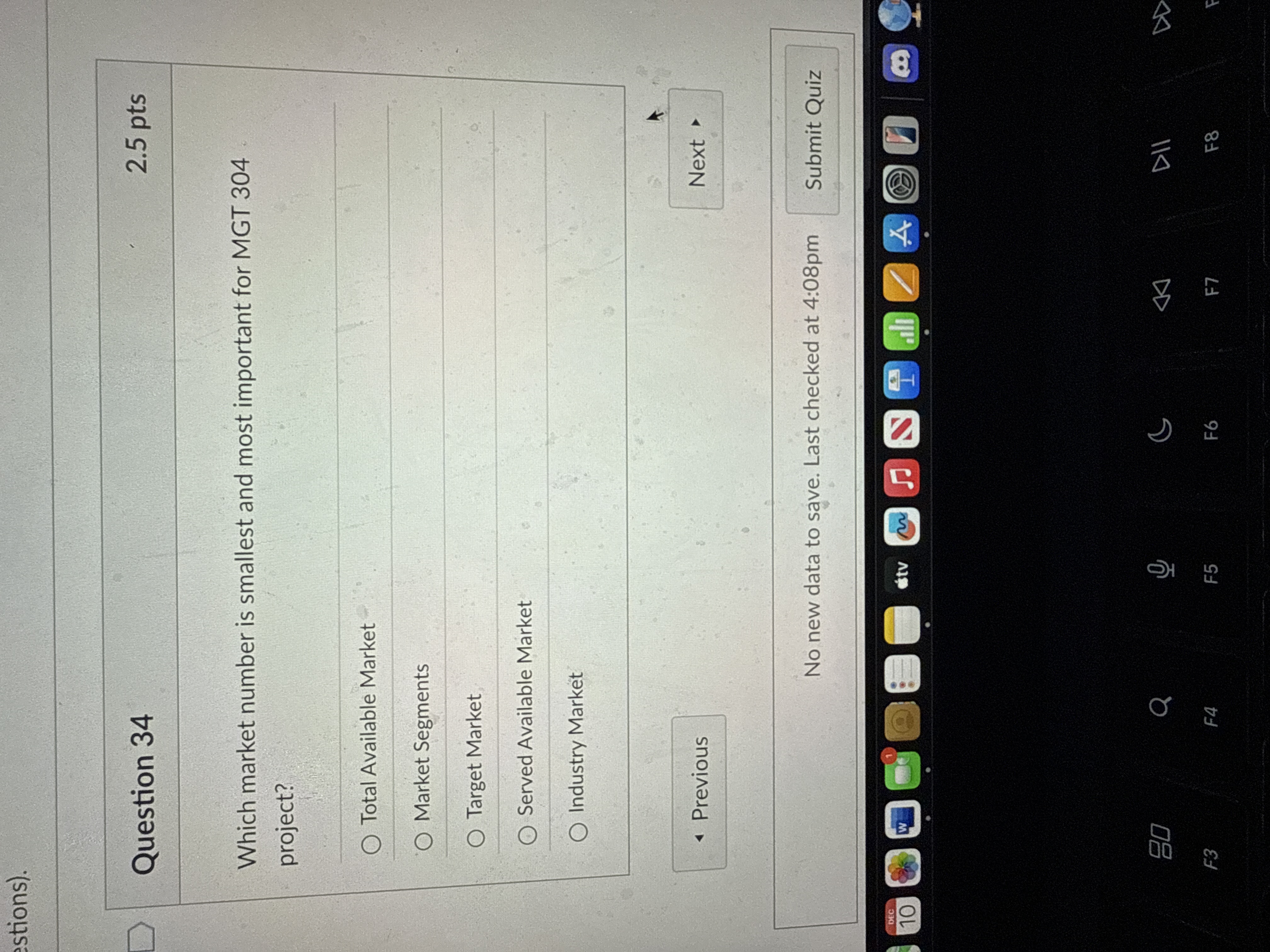 Question 3 4 Which market number is smallest and