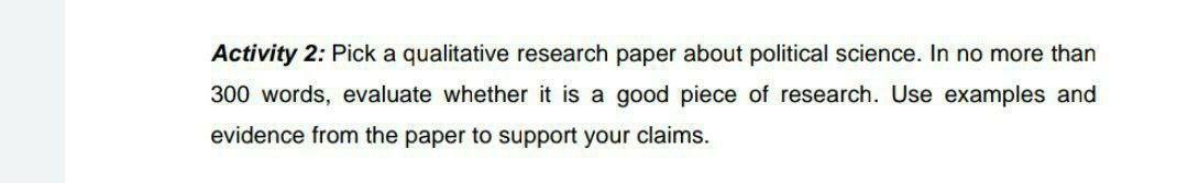 Activity 2: Pick a qualitative research paper