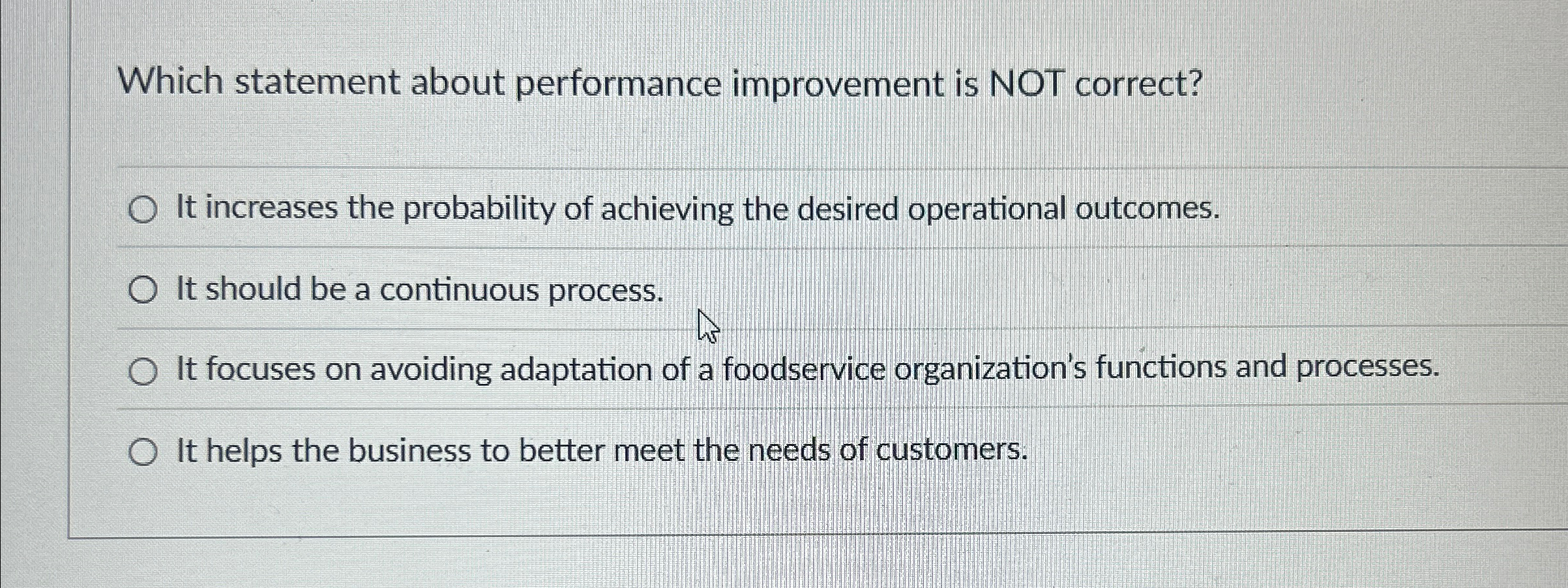 Which statement about performance improvement is