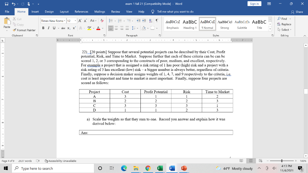 A 50 exam 1 fall 21 [Compatibility Mode] - Word