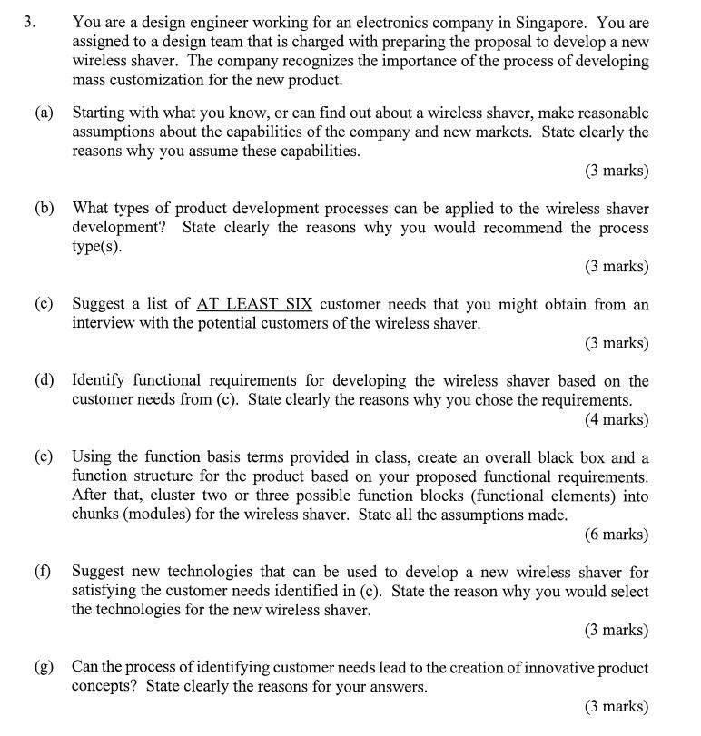 3 3. You are a design engineer working for an