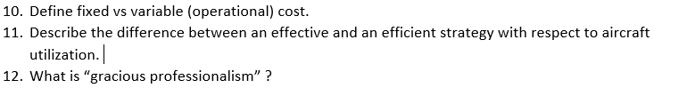 10. Define fixed vs variable (operational) cost.