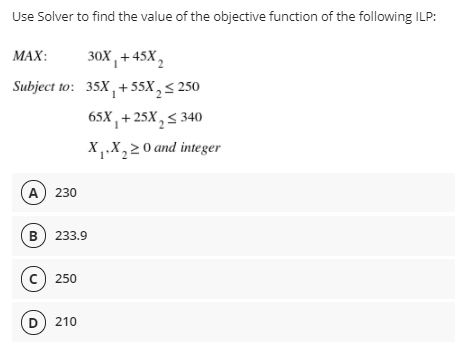 Use Solver to find the value of the objective