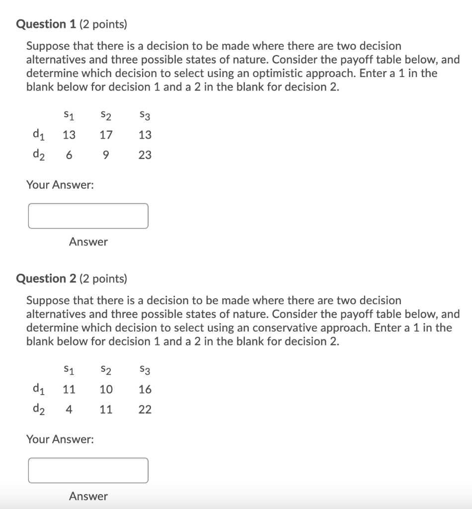 Question 1 (2 points) Suppose that there is a