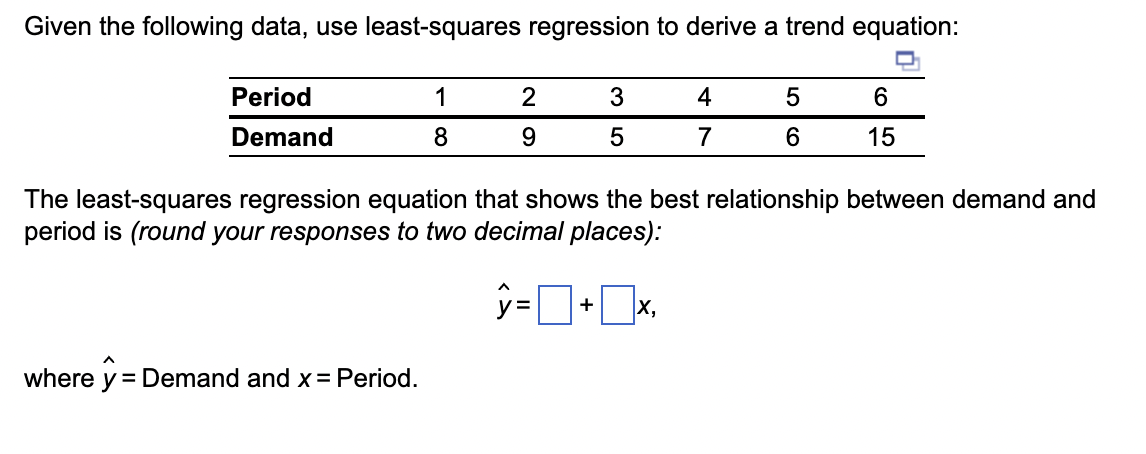 Given the following data, use least - squares