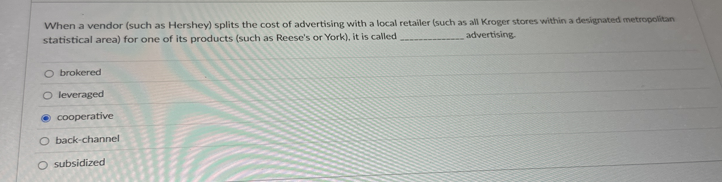 When a vendor ( such as Hershey ) splits the cost