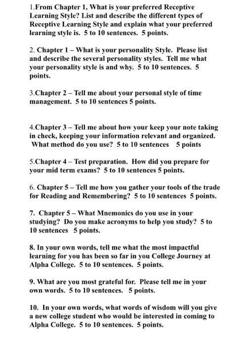 1.From Chapter 1, What is your preferred