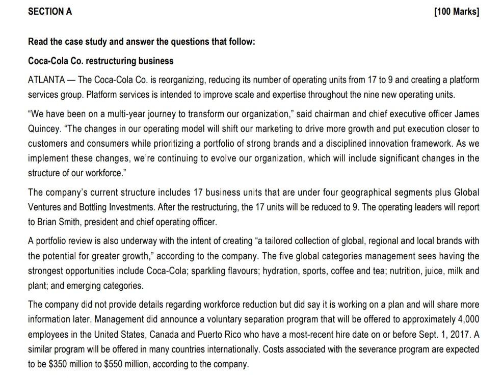 SECTION A [100 Marks] Read the case study and