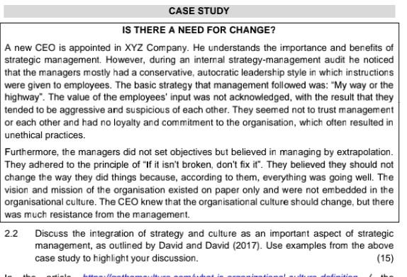 the module is management practice400 CASE STUDY