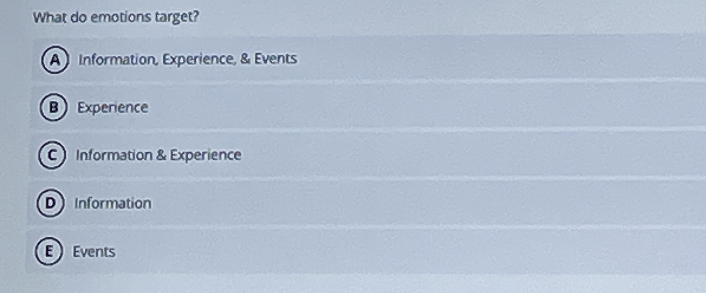 What do emotions target? Information Experience,
