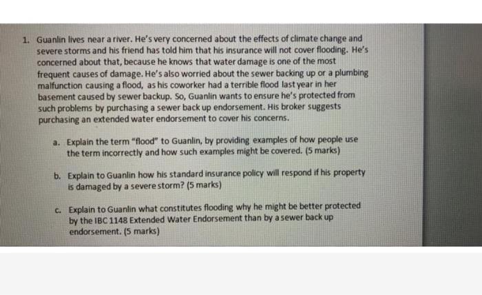 1. Guanlin lives near a river. He's very