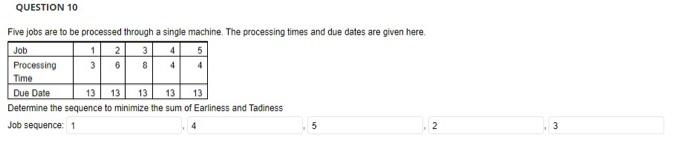 please help to provide the correct job sequence