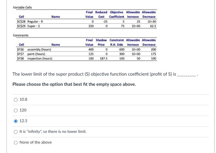 Variable Cells Name Cell $C$28 Regular-R $C$29
