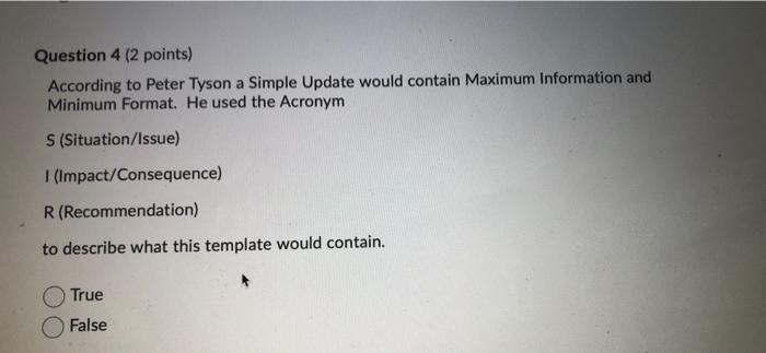 Question 1 (2 points) According to Peter Tyson,