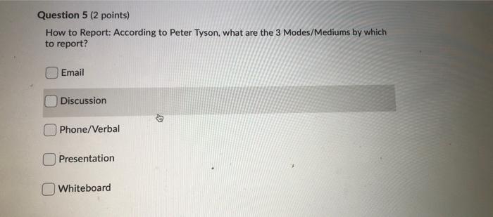 Question 1 (2 points) According to Peter Tyson,