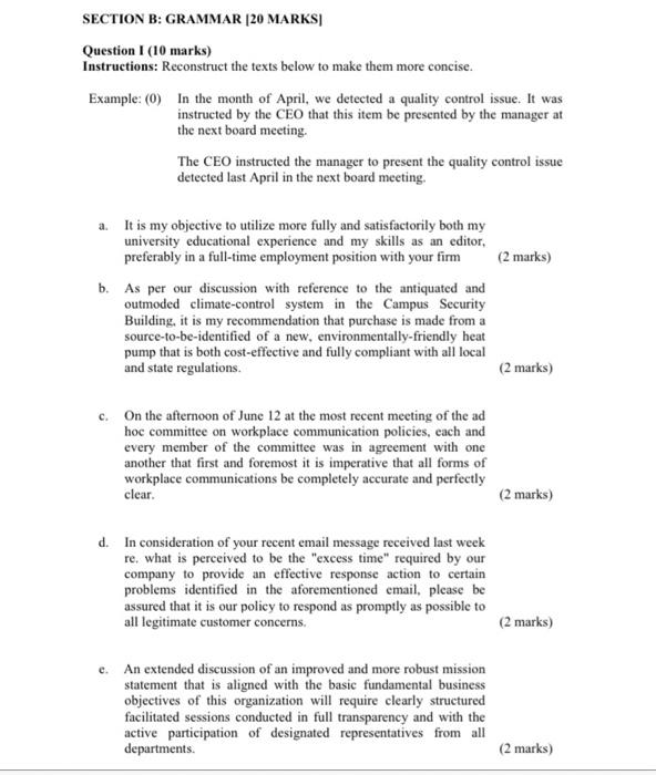 Question I (10 marks) Instructions: Reconstruct