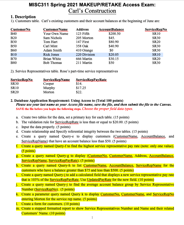 Please answer the questions that are highlighted