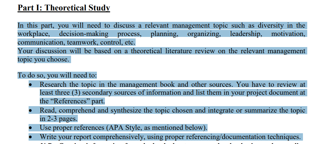 Part I: Theoretical Study In this part, you will