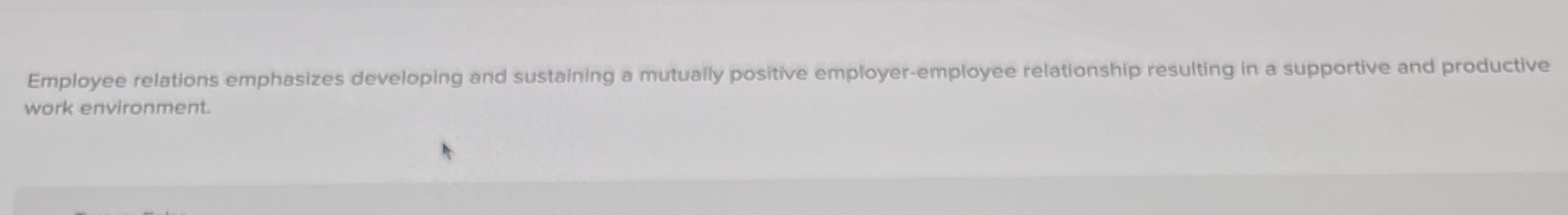 Employee relations emphasizes developing and