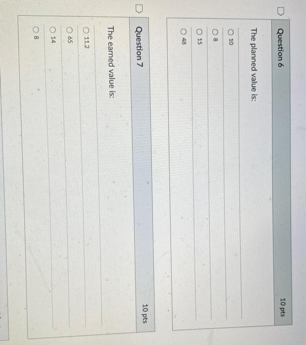 Refer to the earned value table for Project