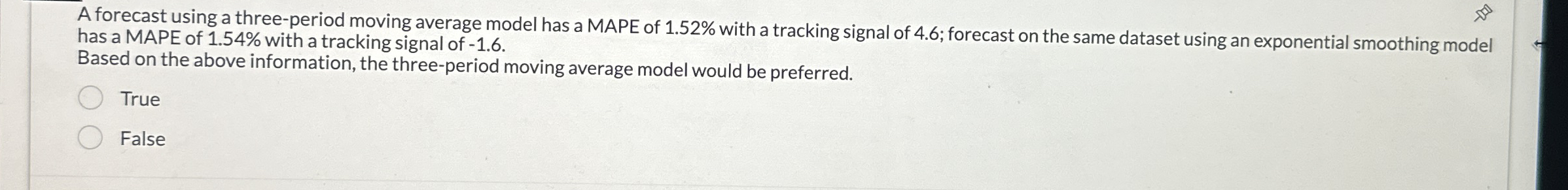 A forecast using a three - period moving average
