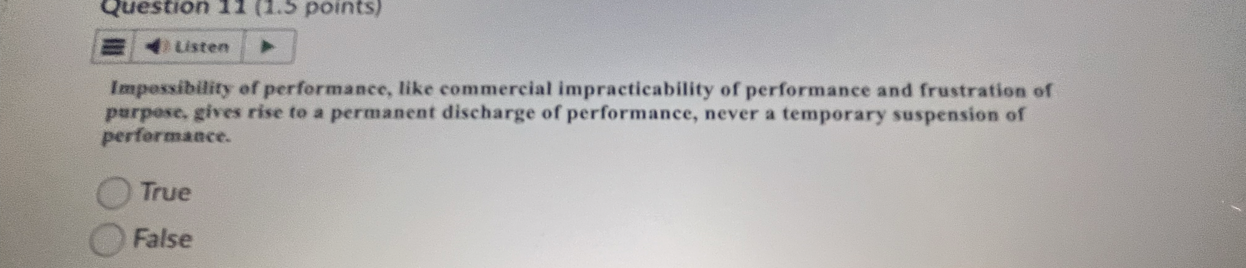 Question 1 1 ( 1 . 5 points ) Impeswiblity of