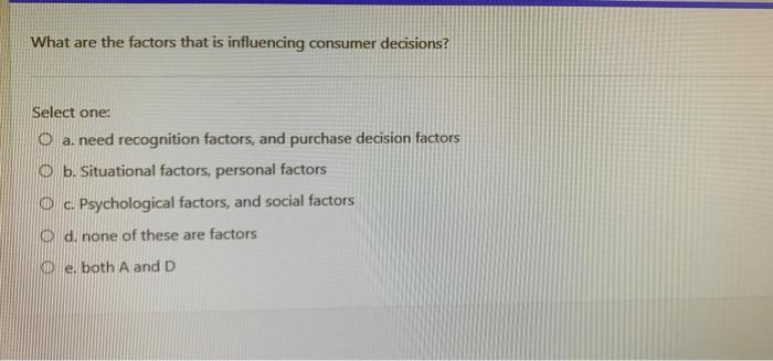 What are the factors that is influencing consumer