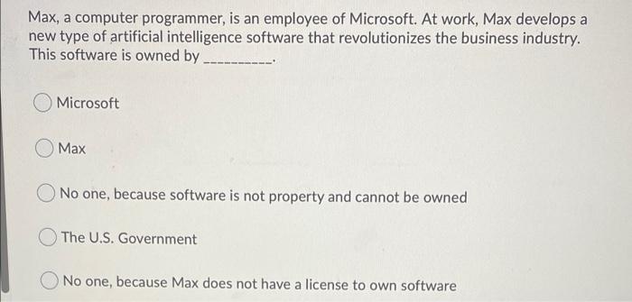 Max, a computer programmer, is an employee of