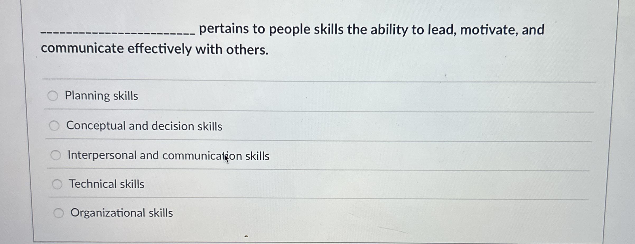 q , pertains to people skills the ability to