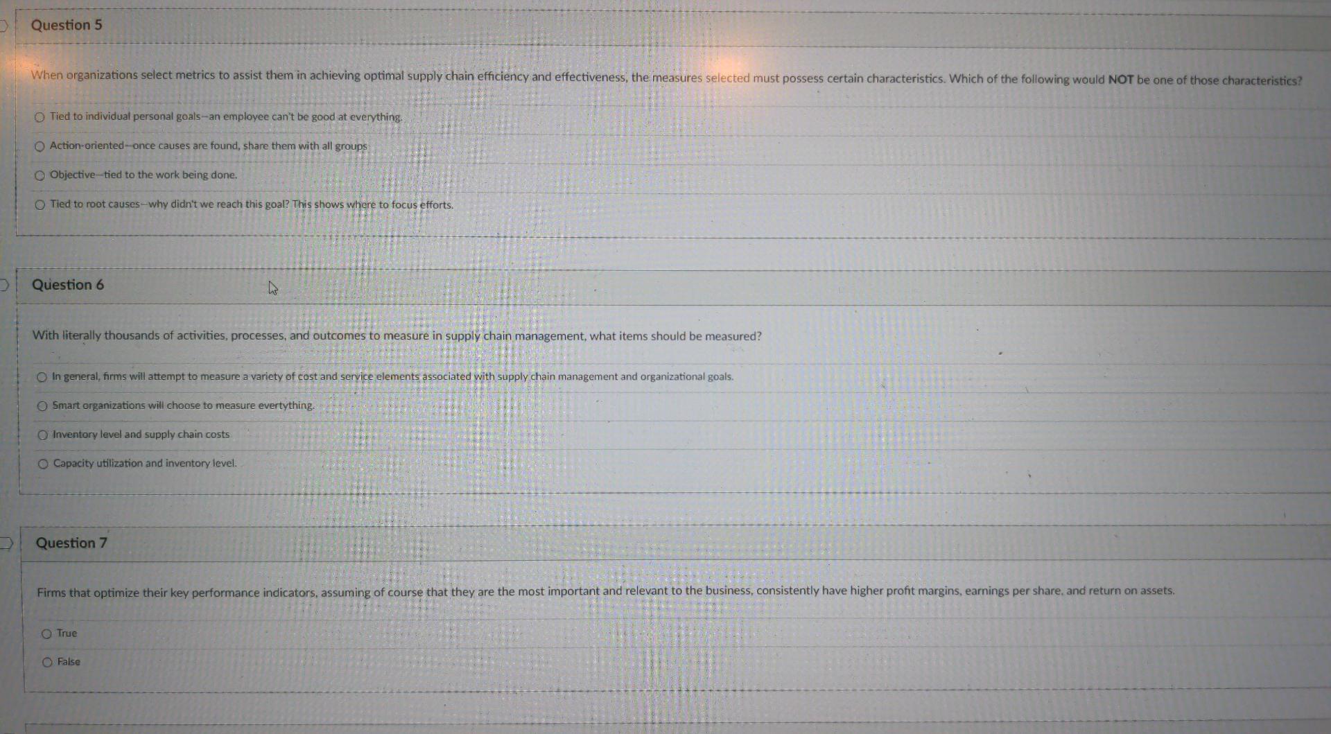Question 5 When organizations select metrics to