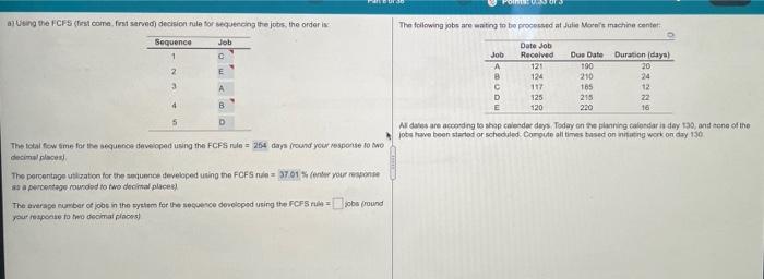 Form Using the FCF (est come first served