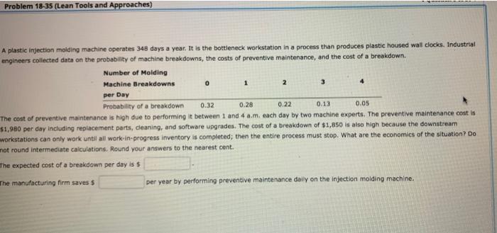 Problem 18-35 (Lean Tools and Approaches) A