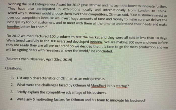 INDIVIDUAL CASE STUDY The Entrepreneur: Never