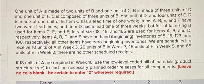 One unit of A is made of two units of B and one