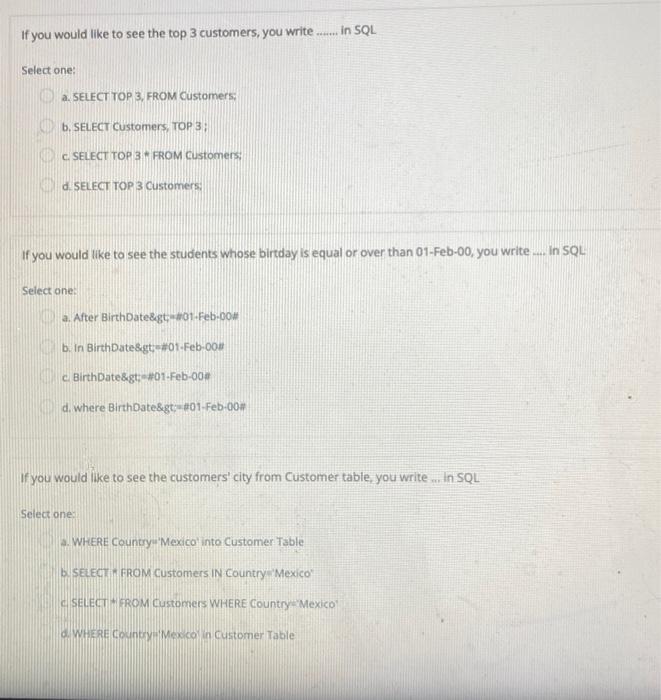 If you would like to see the top 3 customers, you